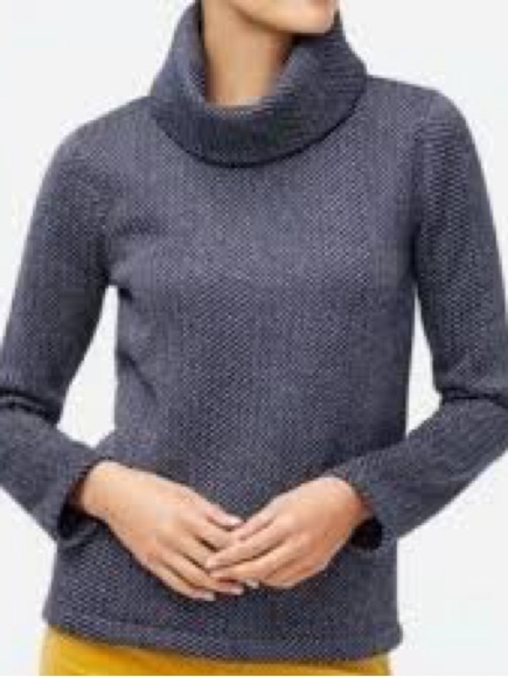 J.Crew Long Sleeve Funnelneck pullover Sweater SizeL Navy and white pattern Fall
